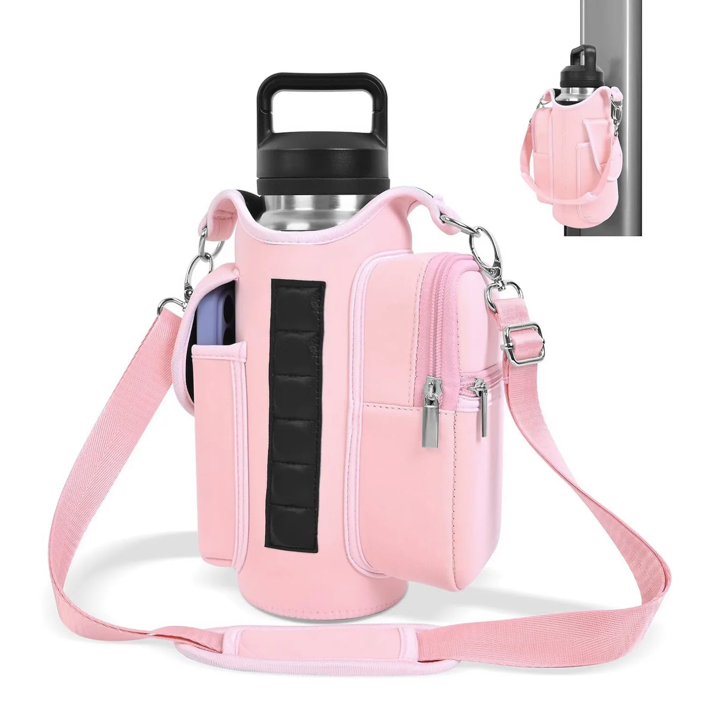 Magnetic Gym Bag Water Bottle Carrier Holder with Adjustable Shoulder Strap, 40Oz Magnets Magnetic Gym Bag Bottle Pouch Sling