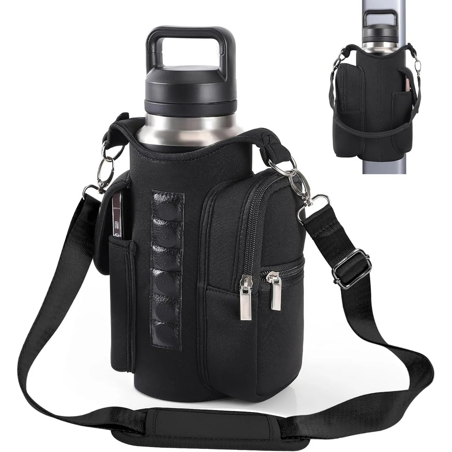 Magnetic Gym Bag Water Bottle Carrier Holder with Adjustable Shoulder Strap, 40Oz Magnets Magnetic Gym Bag Bottle Pouch Sling
