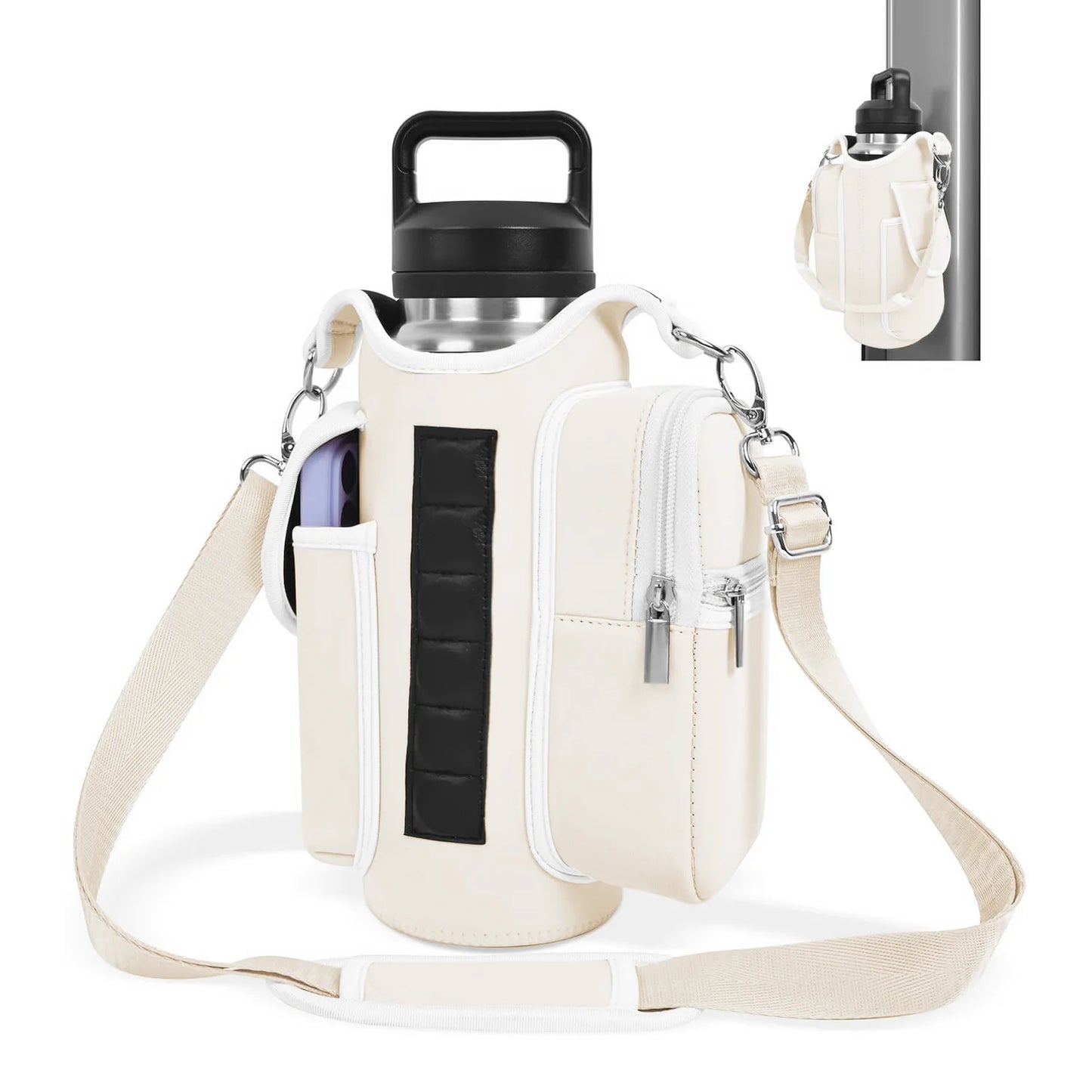 Magnetic Gym Bag Water Bottle Carrier Holder with Adjustable Shoulder Strap, 40Oz Magnets Magnetic Gym Bag Bottle Pouch Sling